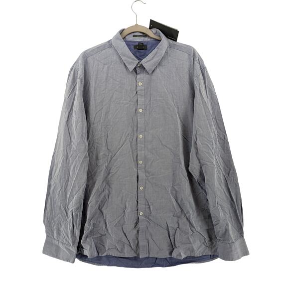 Kenneth Cole Dress Shirt XXL Blue Button Up Super Slim Collared Striped Workwear - Picture 11 of 11